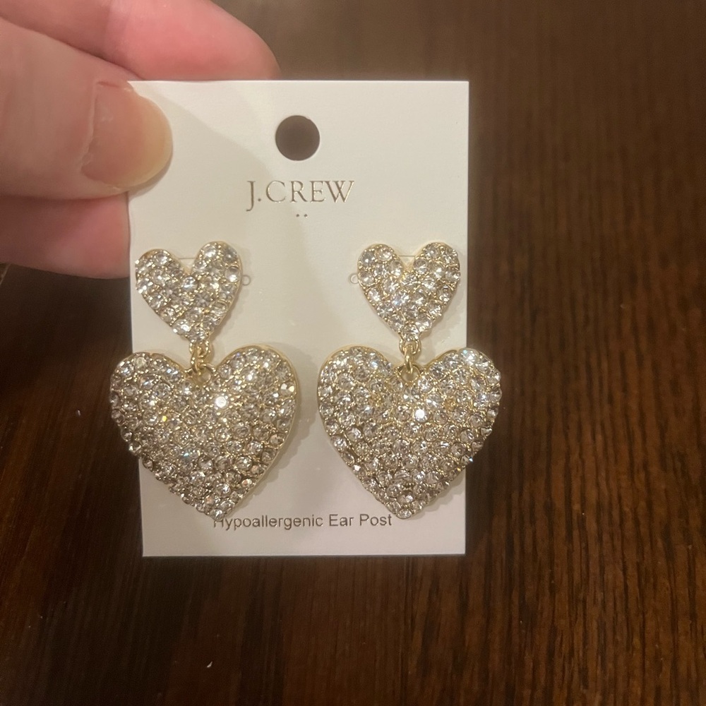 J. Crew Women’s Pave Heart Statement Earrings